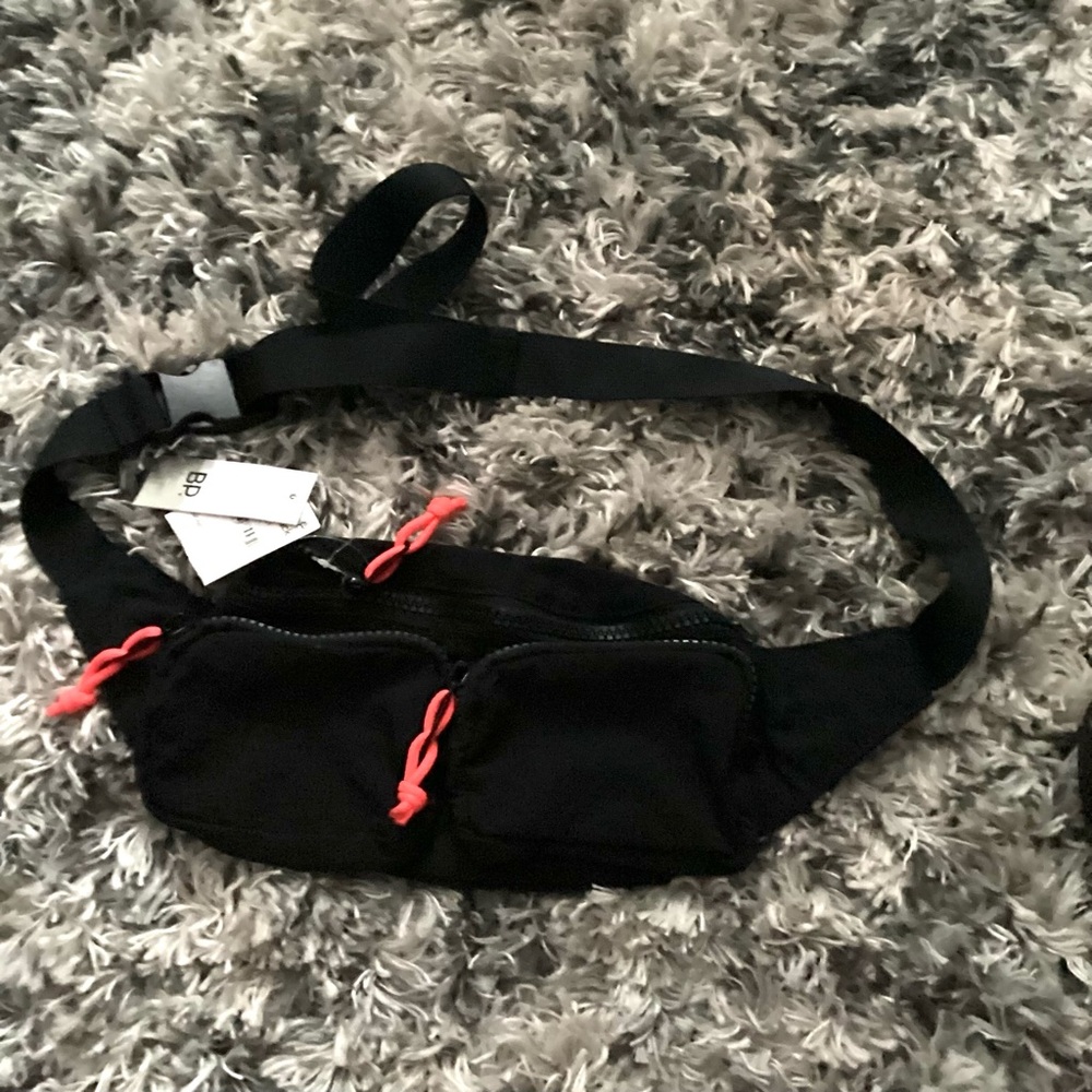 BP Black Fanny Pack / Belt Bag – Adjustable Strap – Neon Zip Pulls